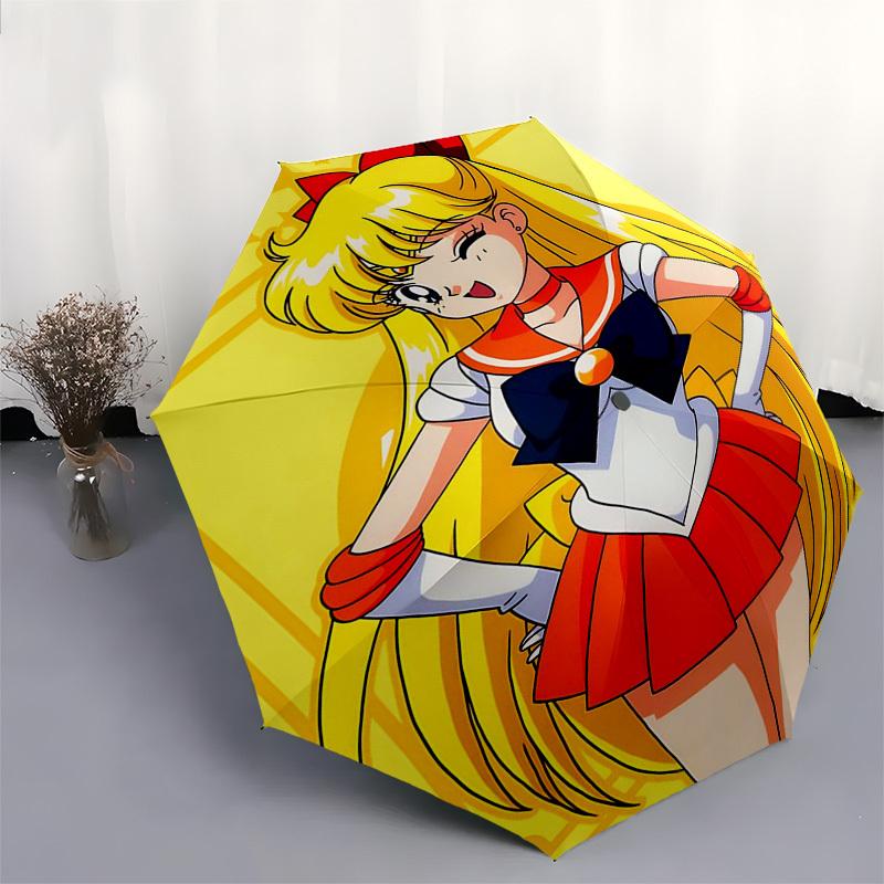 1pc Sailor Moon Inspired Umbrella Auto Open Close, Portable 3-Fold Design, 8-Bone Iron Frame, Outdoor, Perfect Gift for Fans, Travelers, Everyday Use.