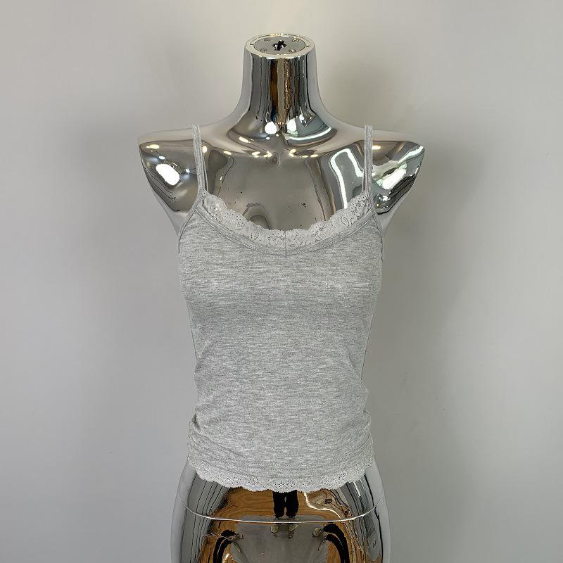 

Южная Корея Тондэмун утягивающий топ с кружевной отделкой для женщин One Size серый