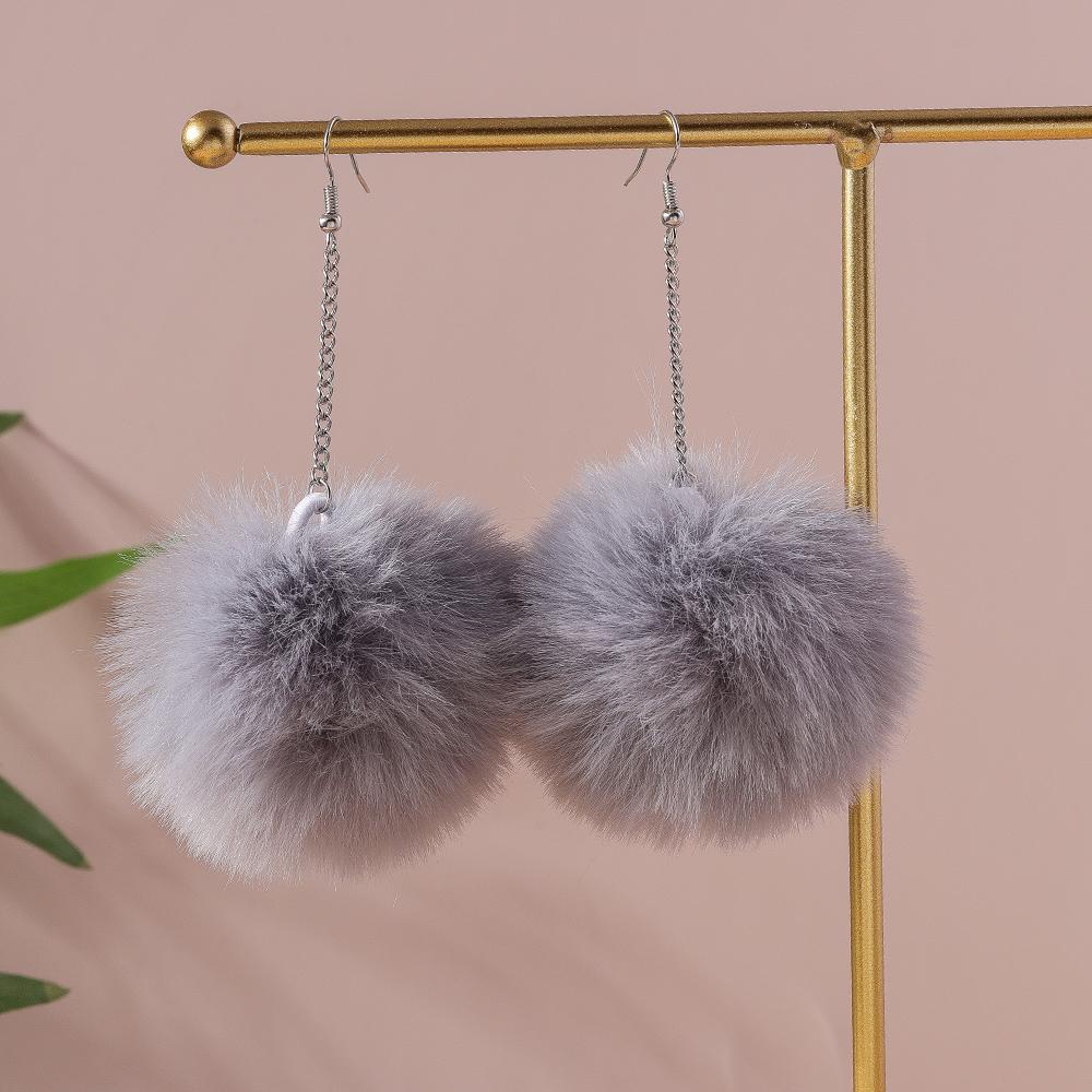 Colorful Fluffy Plush Pom Pom Earrings Soft Faux Rabbit Fur Ball Earrings for Women Girls Party Holiday Jewelry Gifts