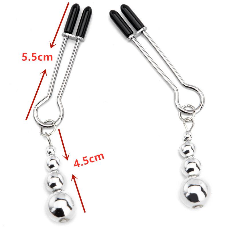 Metal Nipple Clamps Clips Ring Bell  Breast Bondage Restraint Sex Toy For Women Couple Play Game