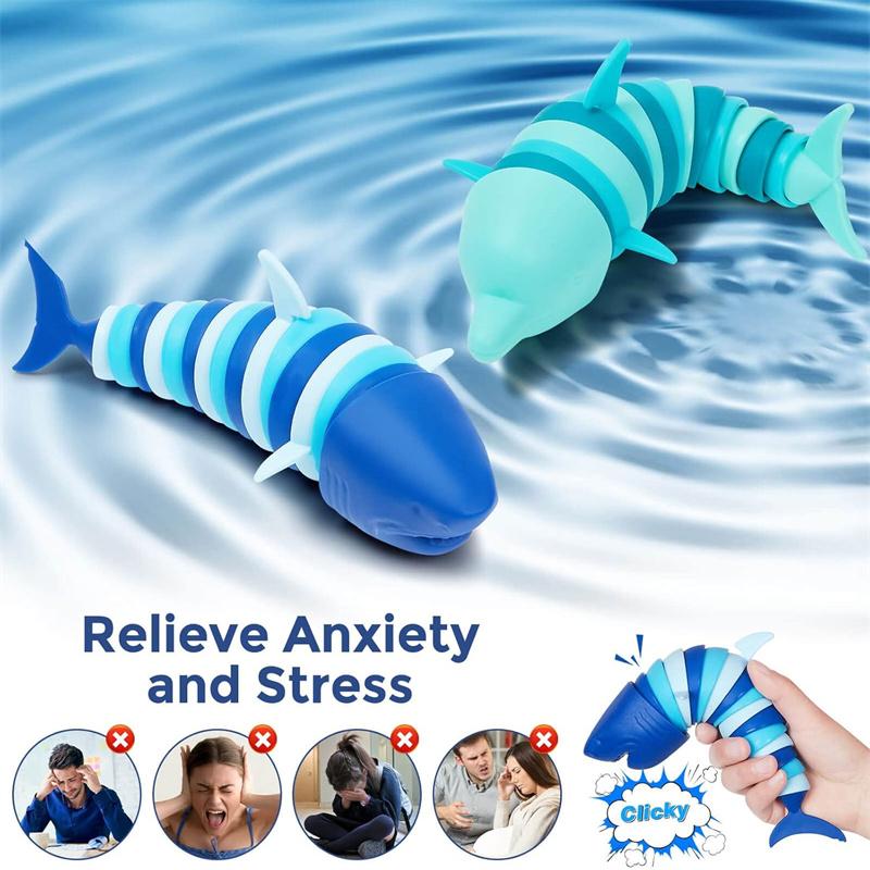 Fidget Toys Slug 3D Articulated Stretch Shark Stress Reliever for Adults Kids Anti-Anxiety Office Desk Toy Gifts