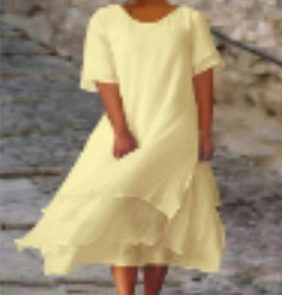 

Повседневное платье с разрезом и двойным слоем, с коротким рукавом, 2023 5XL жёлтый