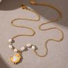 Qiong Yao Freshwater Pearl Heart Necklace: White Shell, Little Chicken Design, Gold-Plated Stainless Steel Clavicle Chain