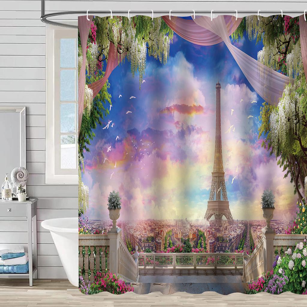 Duschvorhang Wasserdicht Und Schimmelresistent Digitaldruck Ländliche Landschaft Duschvorhang Badezimmer Duschstoff Trennvorhang Stanzfrei