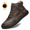 New Men's Outdoor Casual Shoes 2024 High Quality Running Shoes Handmade Leather Sneakers Comfort Breathable Winter Warm Boots