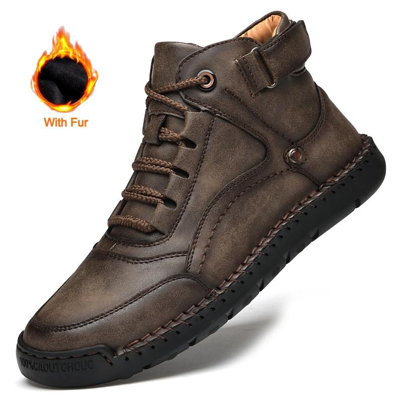 New Men's Outdoor Casual Shoes 2024 High Quality Running Shoes Handmade Leather Sneakers Comfort Breathable Winter Warm Boots
