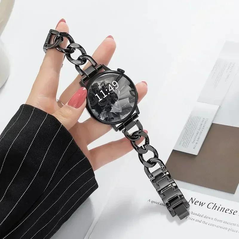 Metal Chain Bracelet For Samsung Galaxy Watch 4 5 6 40mm 44mm 4 6 Classic 42mm 46mm 43/47mm For Huawei GT3 GT4 Amazfit GTS 20mm