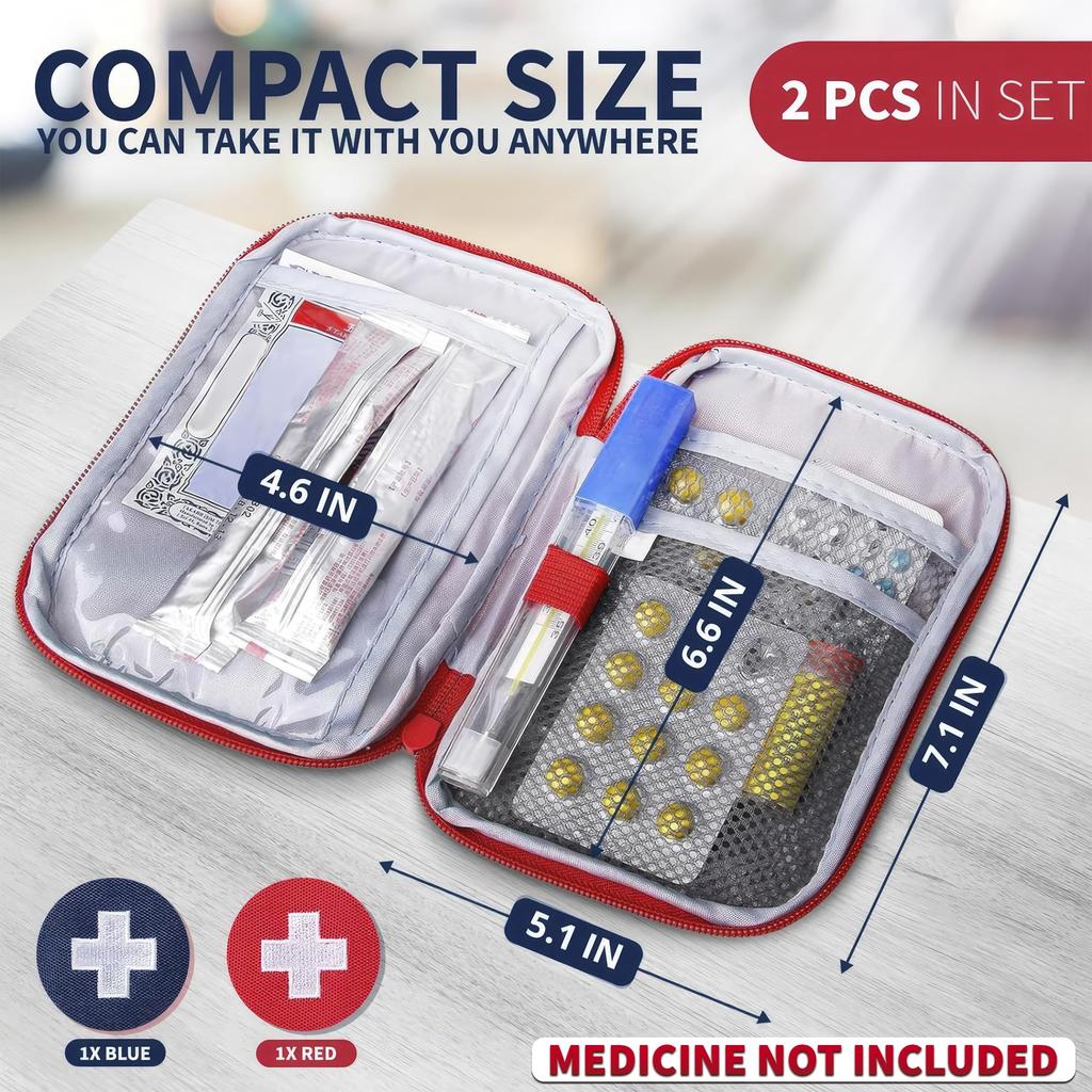 BURIUS Fabric Mini First Aid Kit Travel Pouch Medicine Storage Bag For Outdoor Medical Bag Emergency Survival (Empty Pouch, Color As Available),B