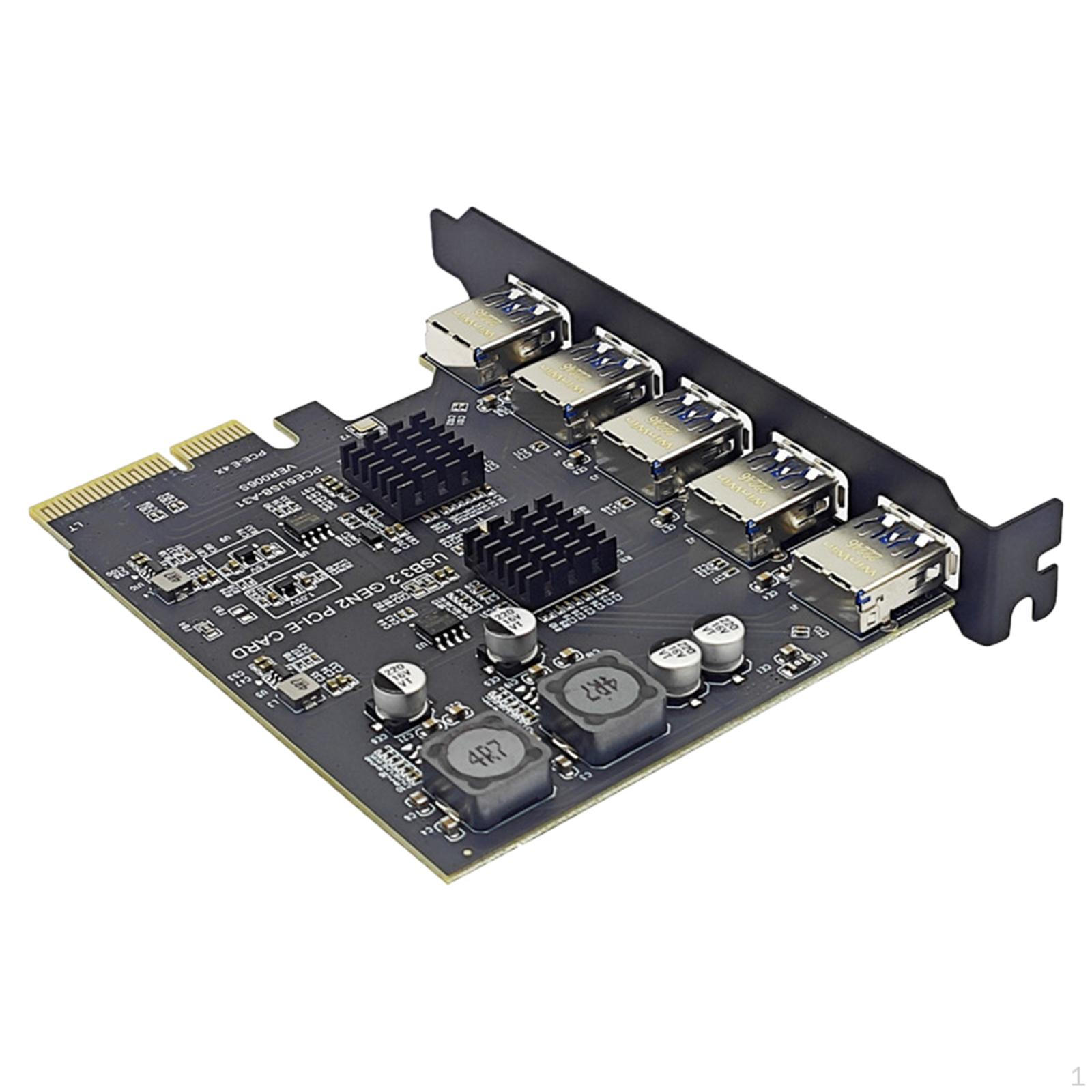 

Expansion Card PCI E 4x to USB3.2 Stable Performance Accessory Plug and Play SuperSpeed 10 Gbps 5