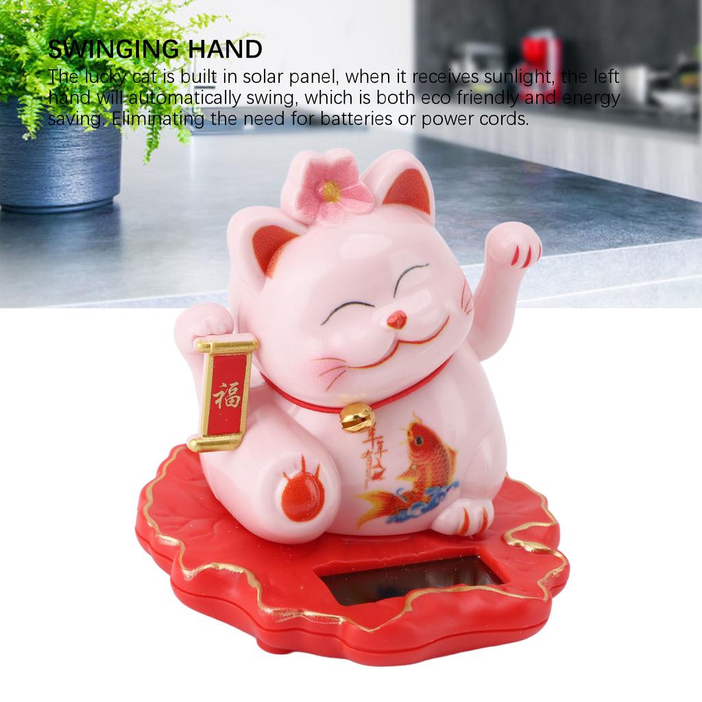 Solar Good Luck Cat Traditional Chinese ABS Waving Arm Adorable Light Sensing Solar Lucky Cat Decorative for Office