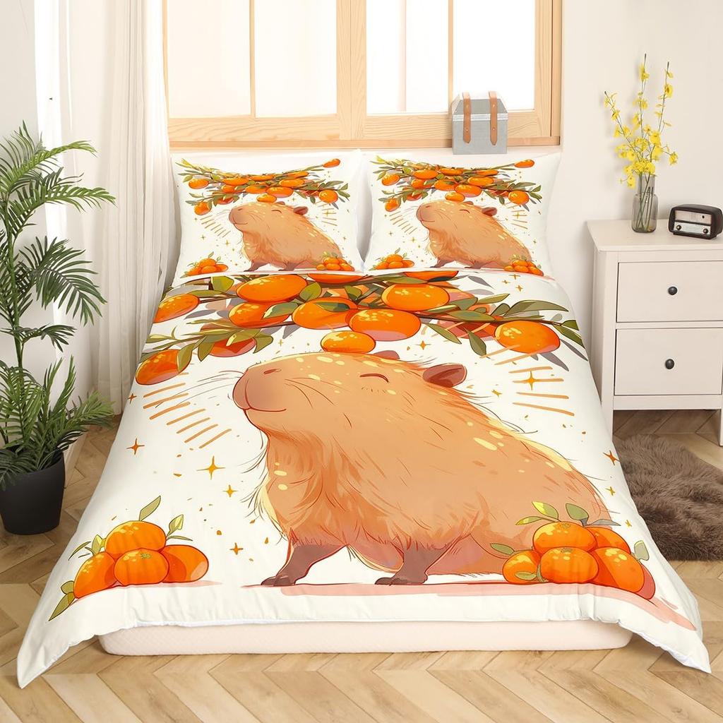 Tropical Fruit Orange Duvet Cover For Kids Teens Lightweight Quilt Covers Bedroom Decor Summer Themed Bedspread Covers No Quilt