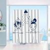 1Pc Elegant Cartoon Hand-Painted Shower Curtain, Made Of Polyester, Bathroom Decoration, Machine Washable, Includes Hooks.
