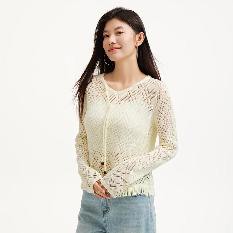 Hotwind Women's Tassel Hollow-out Knit Top