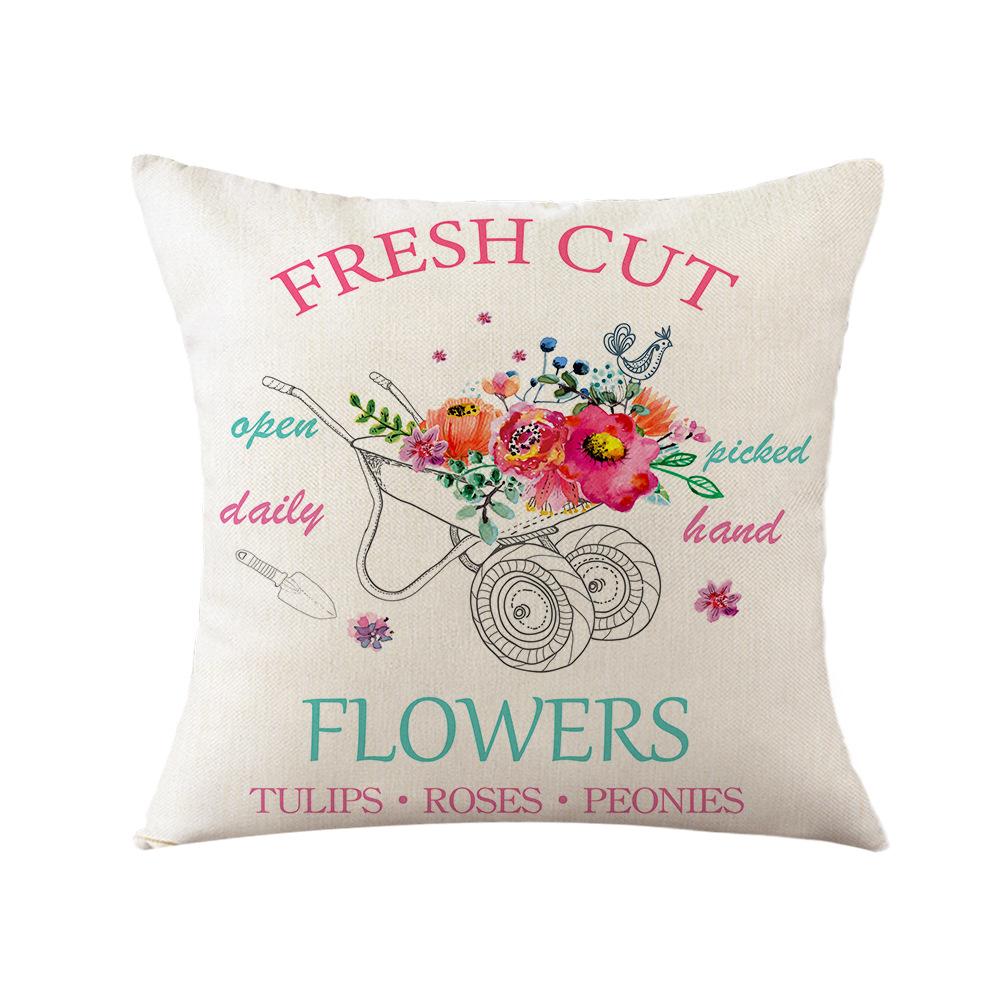 Thick Linen Printed Fabric Pillowcase Large Cushion Sofa Office Bedside Pillowcase Lumbar Pillow Car Backrest