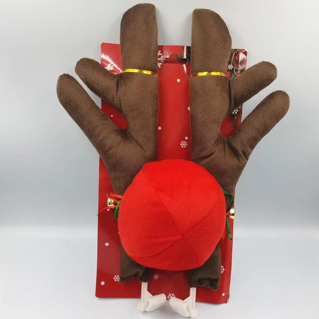 Christmas Car Decoration Deer Horn Antlers Car Kit with Red Nose and Tail for Holiday Gift Set Car Accessories Pendant