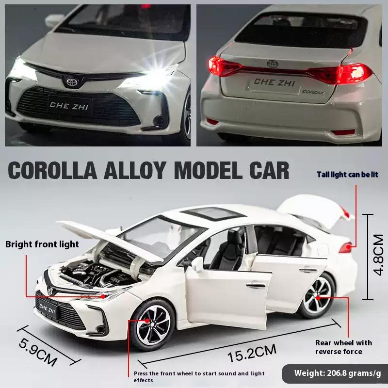 1/32 Alloy Die-cast Toyota Corolla Car Model Simulation Sound and Light Pull Children's Toy Car Collections for Boys' Birthday Gifts