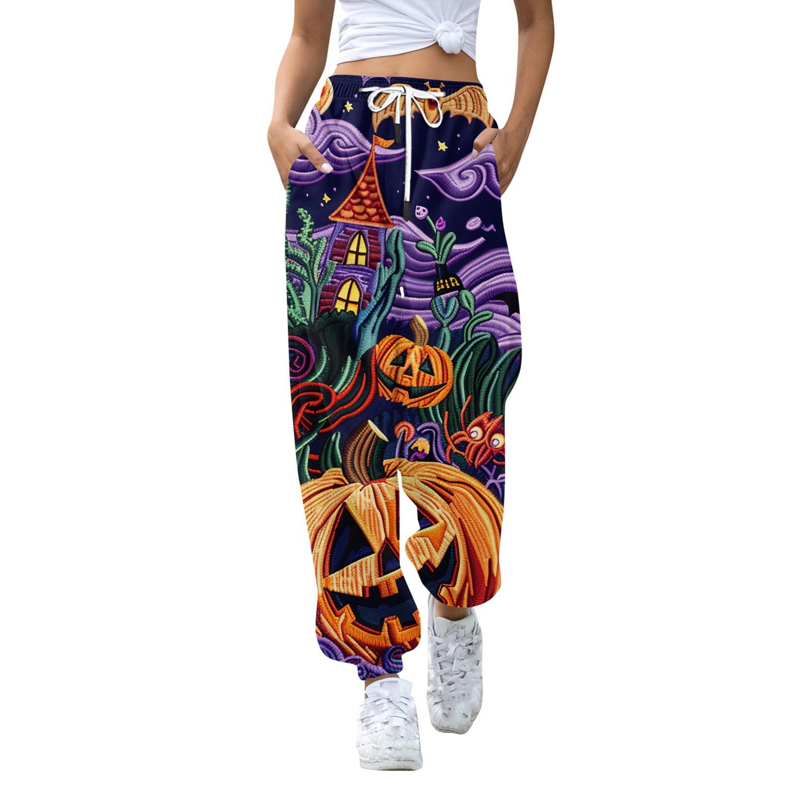 Женские модные спортивные повседневные спортивные штаны с карманами и шнурком с принтом — фото 11