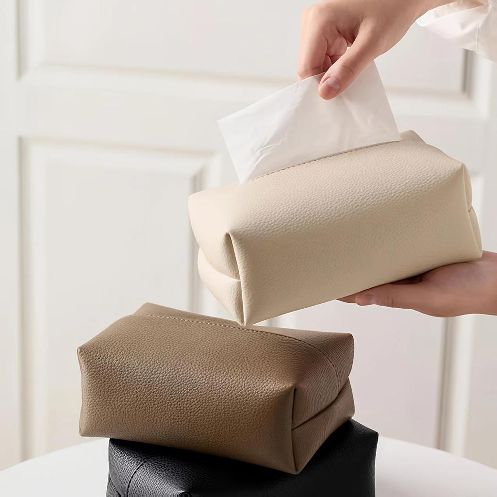 Artificial Leather Tissue Box - Modern Square Design, Perfect for Bathrooms, Durable Artificial Leather Box, Bathroom Decoration