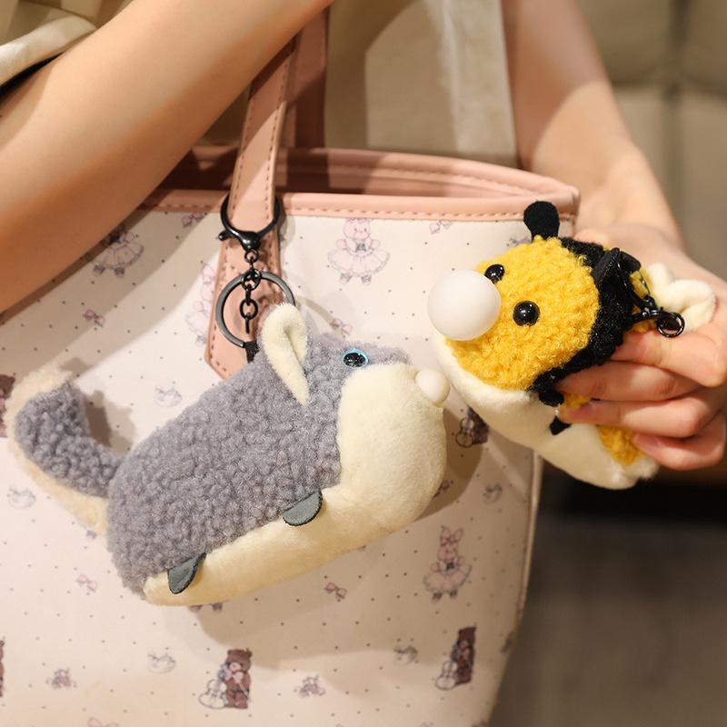 Cartoon Cute Otter Crocodile Bee Spitting Bubbles and Pinching Plush Toy Pendant Doll Bag Hanging Keychain