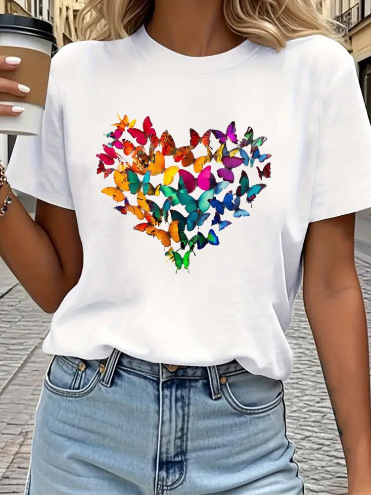 (Asian Size) Tee Top sweet letter style trend Print Women Woman Fashion Clothing Short Sleeve T Shirt  Female Graphic T-shirts
