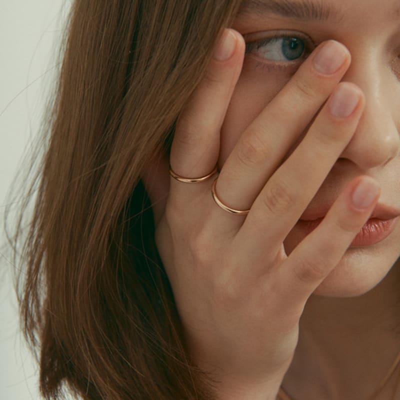 MAYBETOI 14k Pipe Layered Ring