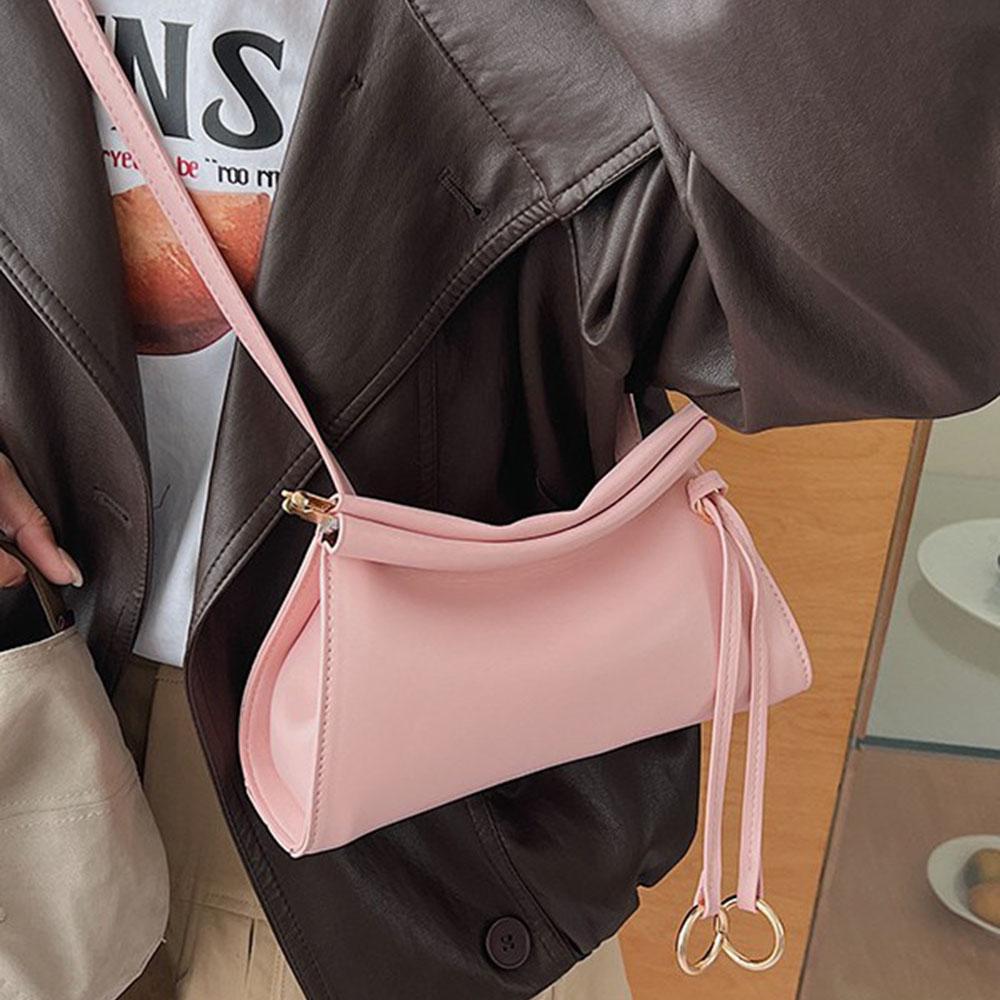 New Solid Color Luxury Women Leather Bag Bright Spring Summer Style High Quality Crossbody Bag Classic Design Underarm Bag