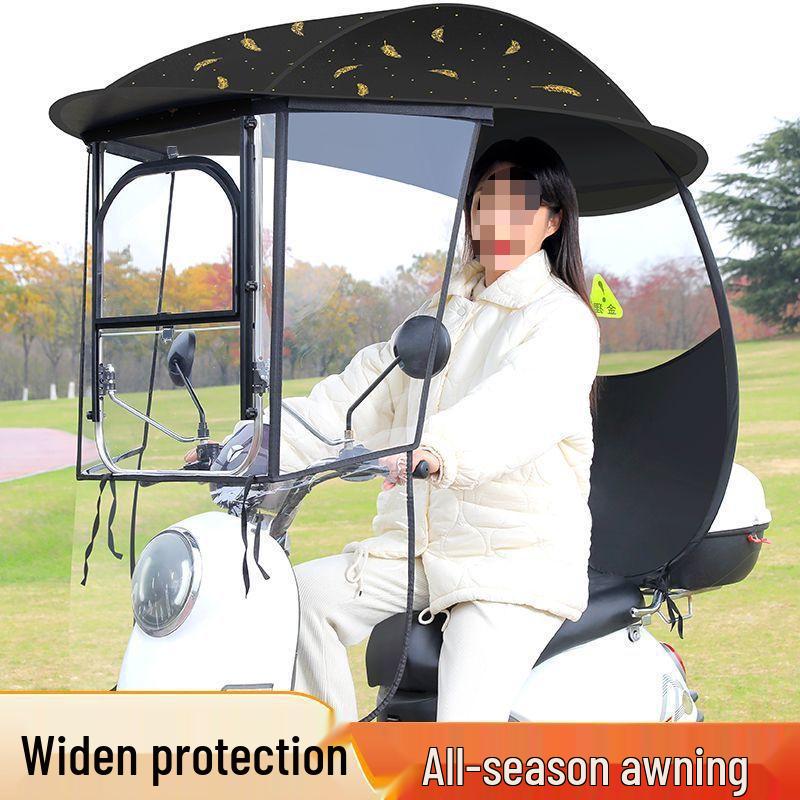 Electric Vehicle Sunshade and Rain Canopy for Bikes and Motorcycles