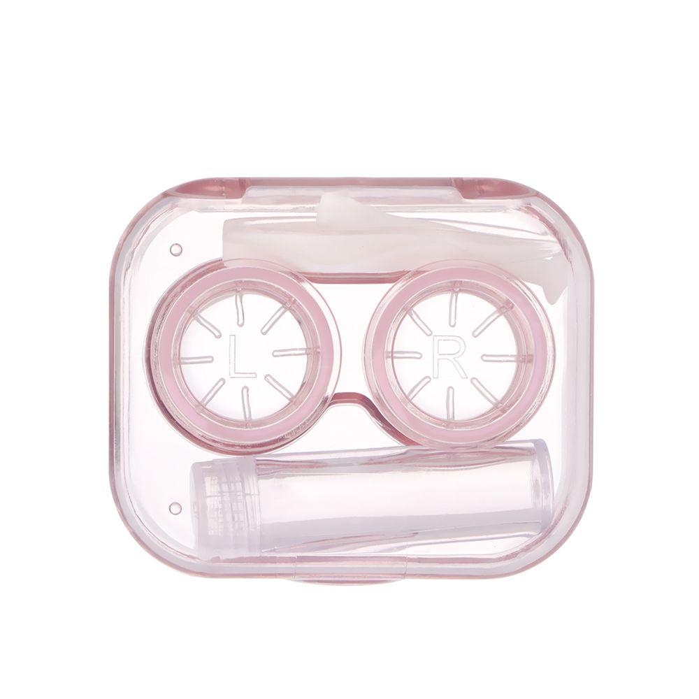 

Portable Transparent Lens Holder Contact Lenses Case Tweezers Storager Solution Bottle Container Lens Box рожевий