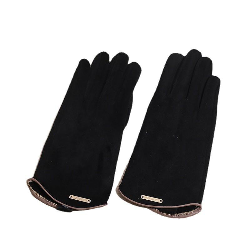 Warm Fleece Lined Winter Gloves Women - Suede Touchscreen Cycling Solid Color