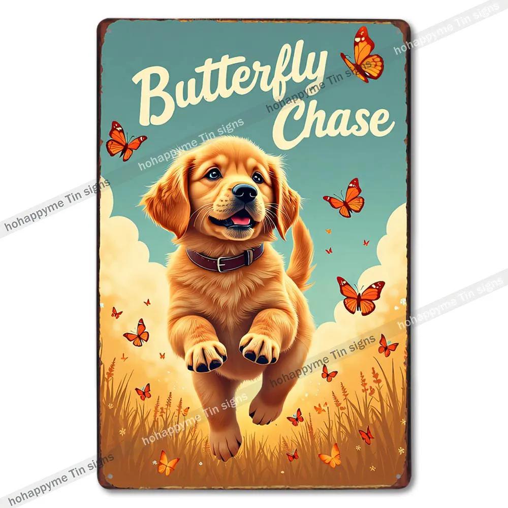 Vintage Cute Dog Themed Metal Tin Sign Retro Funny Puppy Wall Art Decor for Home Pet Shop Man Cave Rustic Iron Painting Plaque