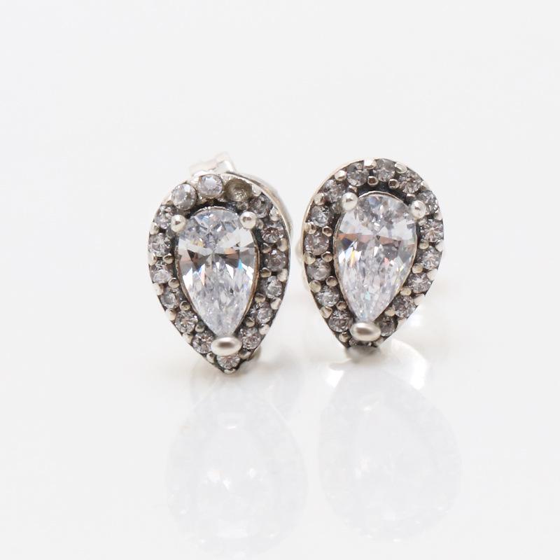 Elegant White Copper Teardrop Stud Earrings - European & American Light Luxury, Perfect Couple s Birthday Gift.
