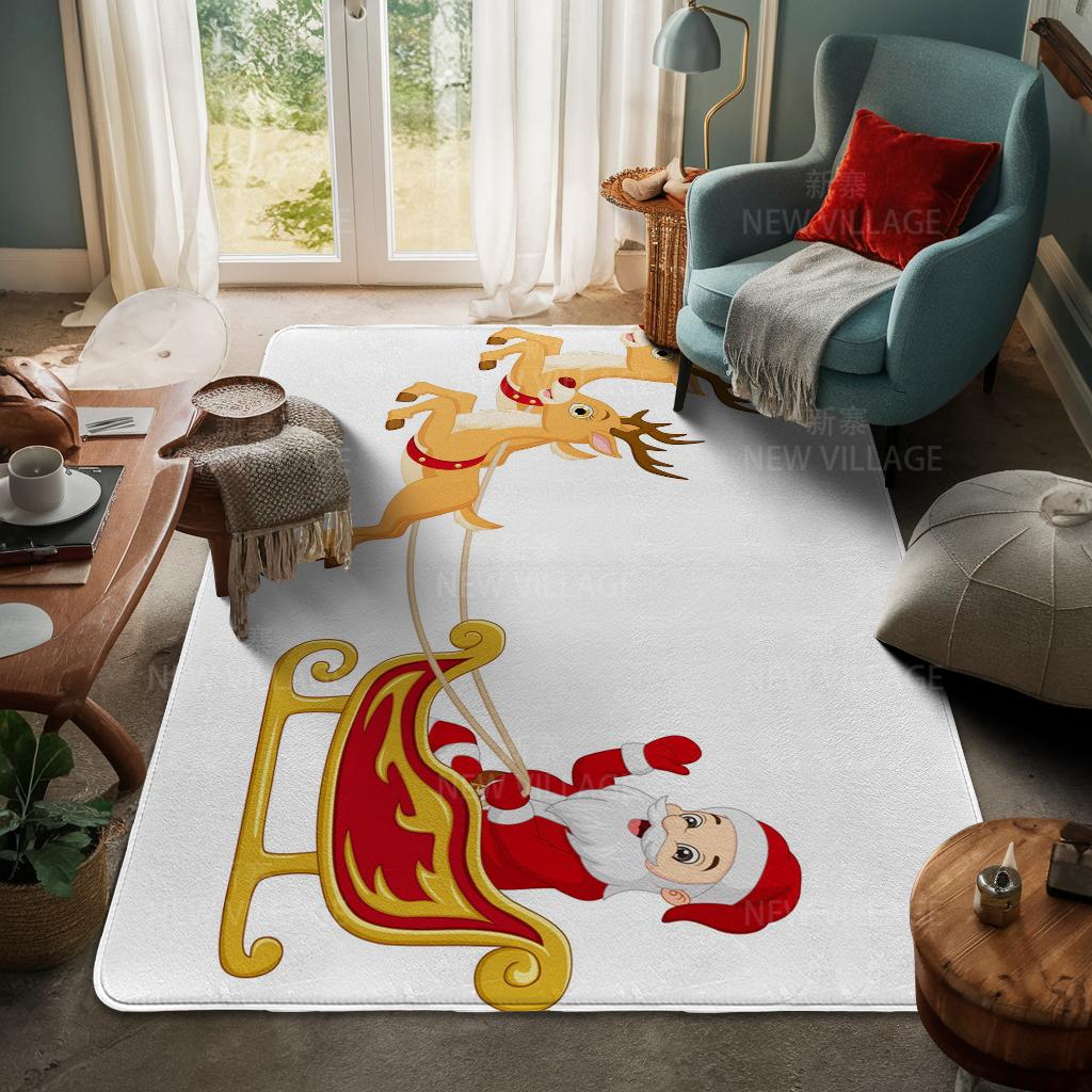 House Entrance Carpet Home Door Mat Living Room Bath Foot Bathroom Non-slip Water Absorption Rugs Bath Merry Christmas Winter