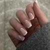 Shiny European & American Nude French White Edge Wearable Nail Art Tips