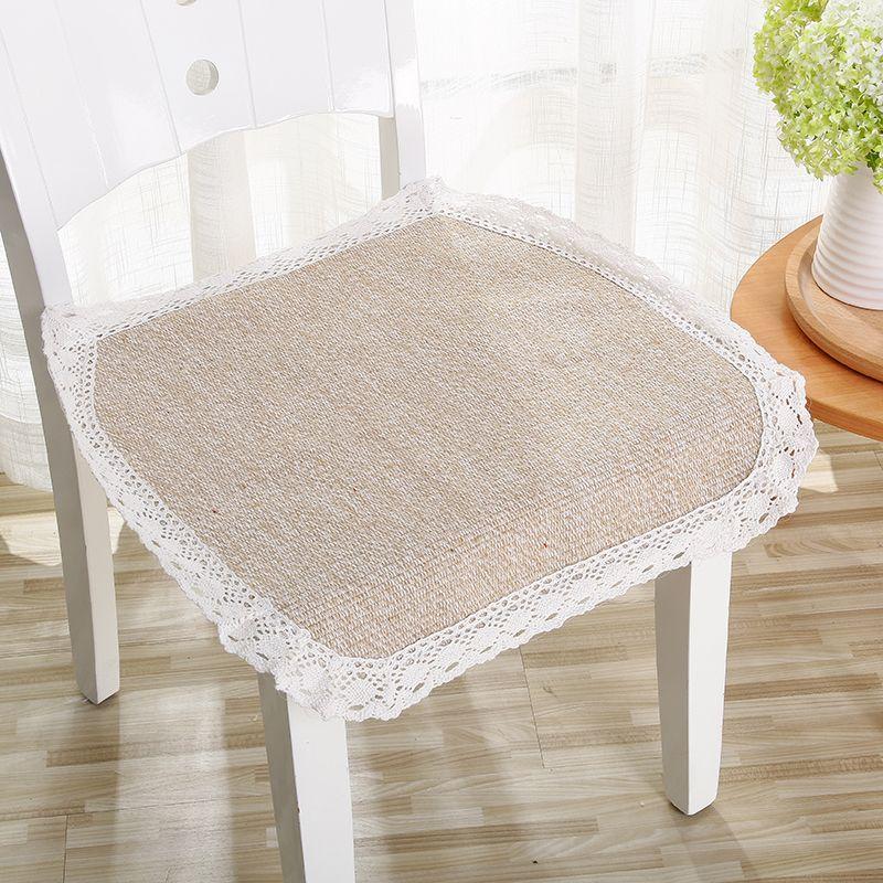 

Подушка для стула и подушка для сиденья Летняя Офисная Дышащая Подушка для стула Ткань Лен Европейский стиль Минималистичный Табурет Подушка для обеденного стула Тонкая Fan Beige 40X40cm