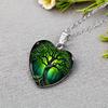 Tree of Life Heart Shaped Necklace Glass Pendant Handmade Men's Jewelry Unisex