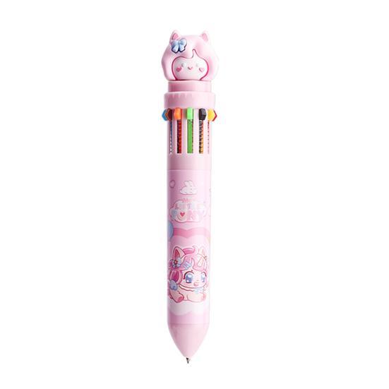 Retractable Ballpoint Pen Cartoon Multi-Color Ballpoint Pen for Journaling Note Taking & Highlighting Fine 0.7mm