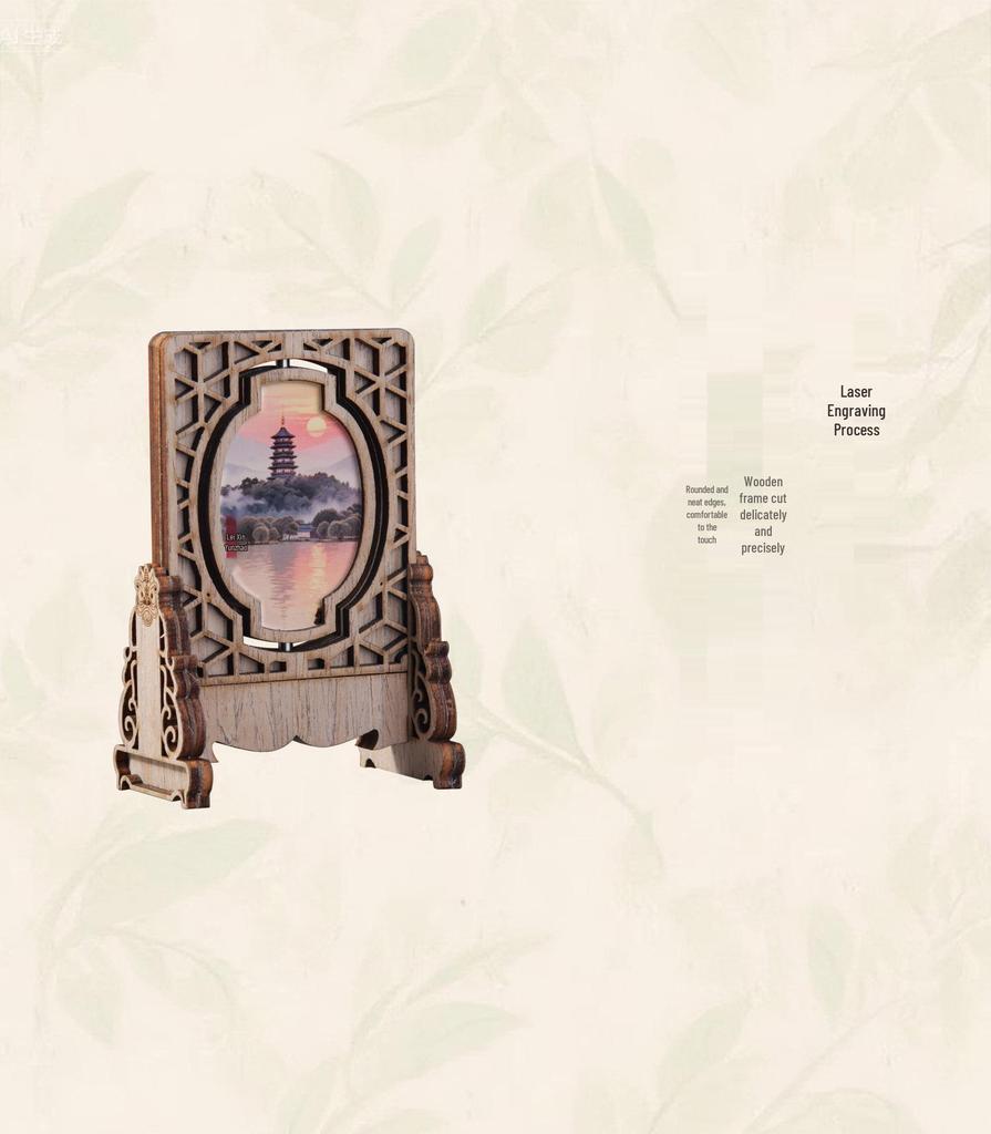 Nanjing Scenery Rotating Magnet: National Tide Retro Wood Ornament