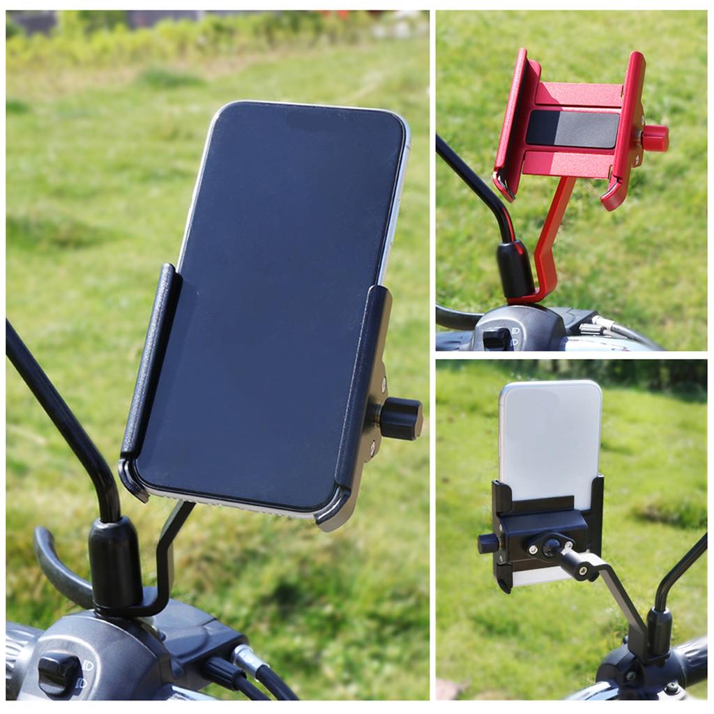 Heightened Aluminium Alloy Mobile Phone Holder 360 degrees Rotation Motorcycle Phone Mount Rear View Mirror Phone Bracket for Moun