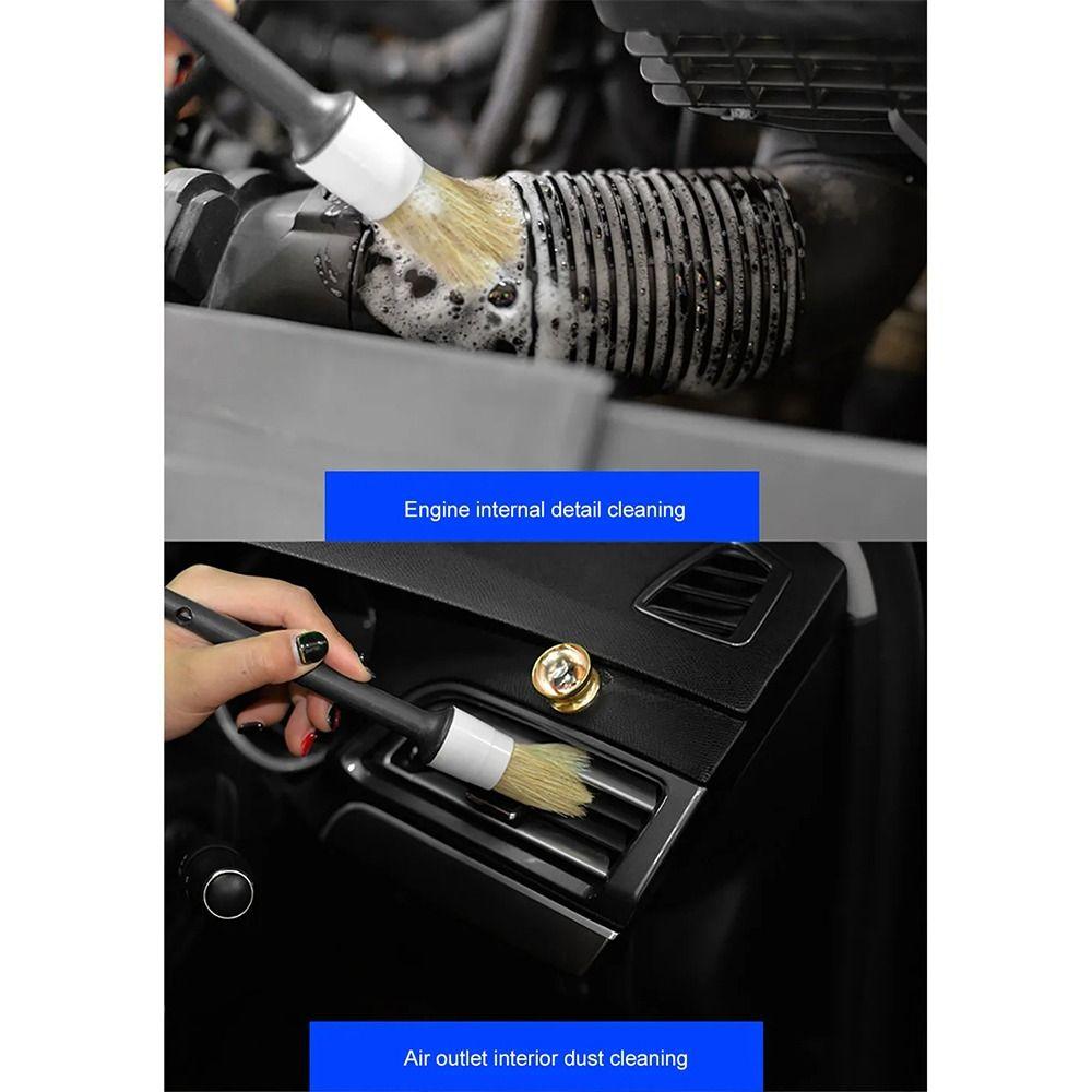 3Pcs/Set Boar Hair Car Cleaning Brush Plastic Handle Bristle Brushes  Auto Detail Tools