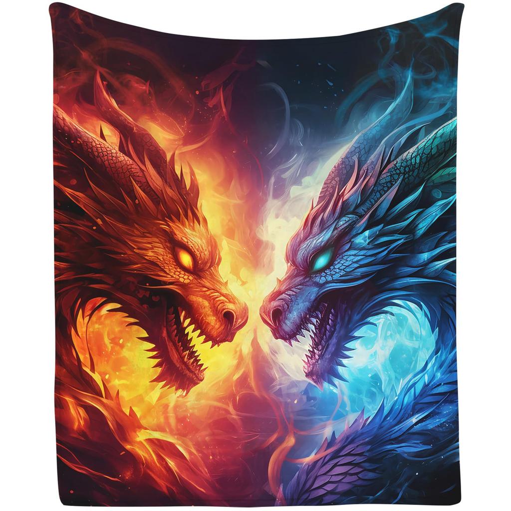 Cool black gold dragon blanket soft flannel blanket living room bedroom sofa office decoration blanket