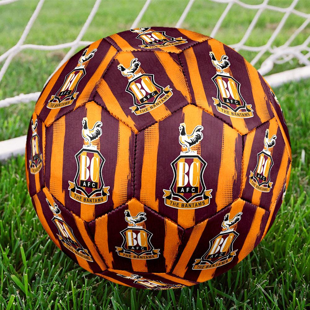 Bradford City AFC Print Size 5 Soccer Ball, Standard Match Football for Sports Game and Team Practice, Ideal Gift for Soccer Fans