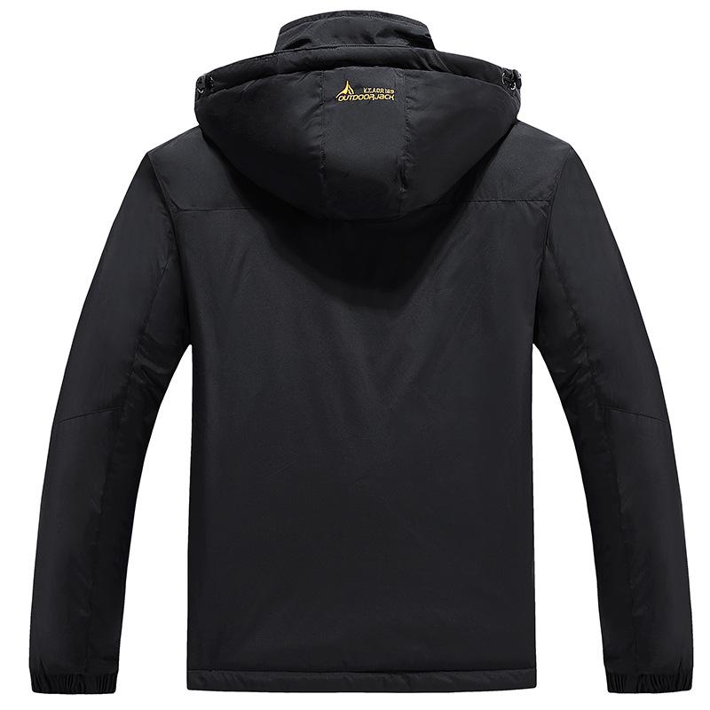 Men's Outdoor Hooded Plus Size Fleece-Lined Windproof Jacket for Winter
