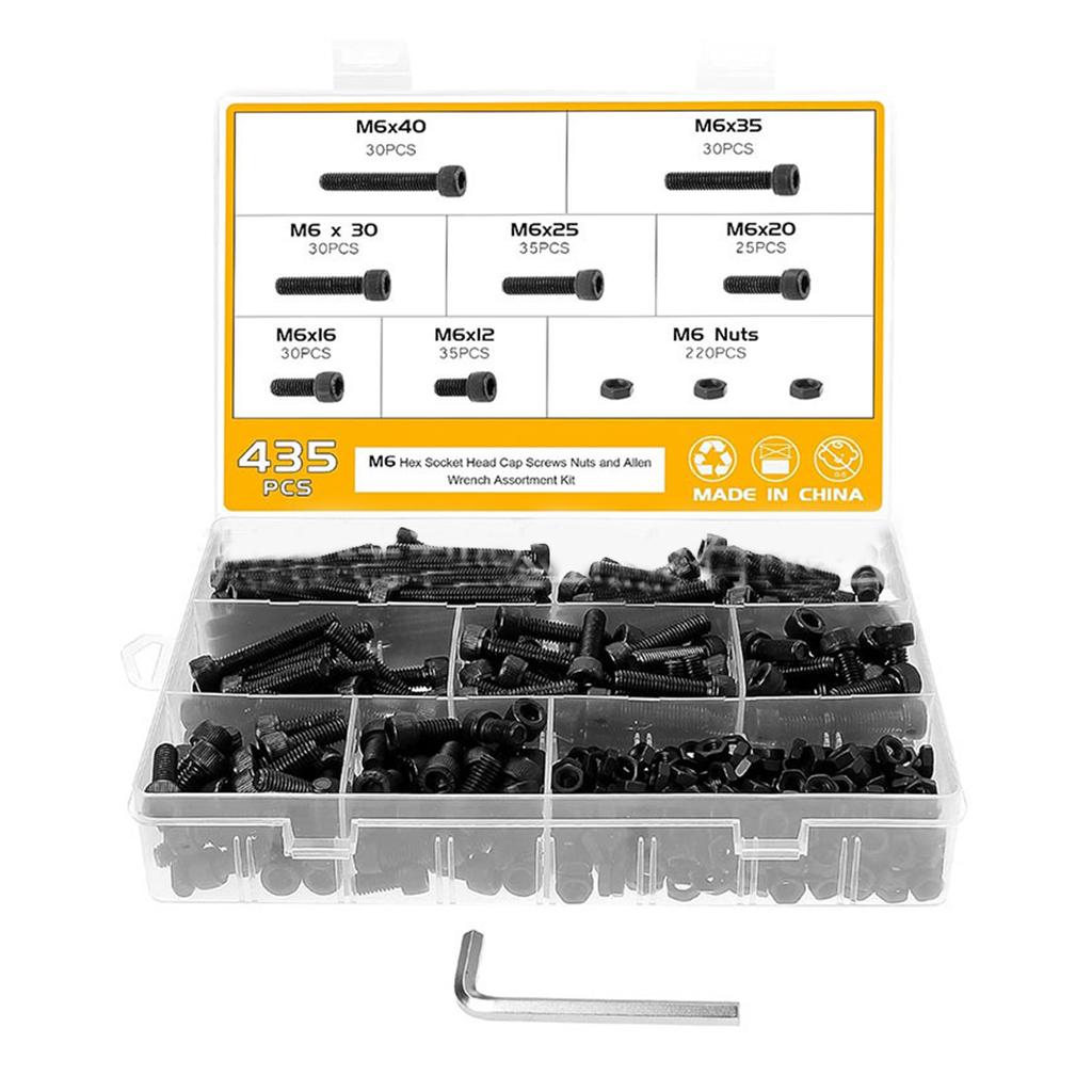 560pcs Socket Head Cap Screws Carbon Steel Hex Head Metric Screws Bolts and Nuts Assortment Kits with Wrench 3 4 5mm