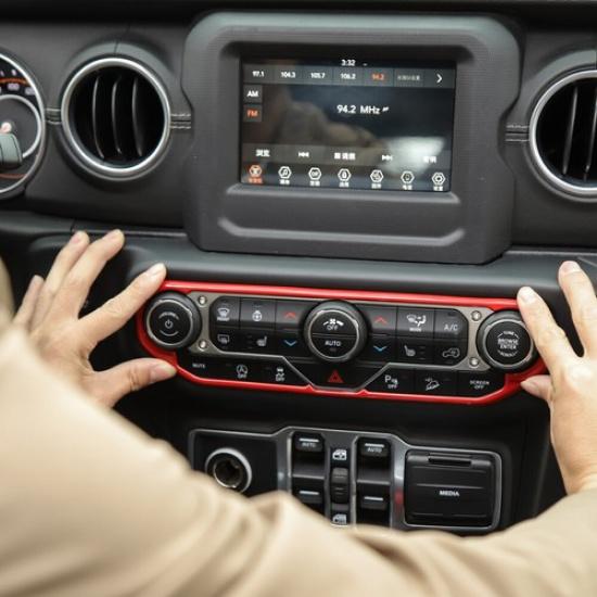 Red Center Control Air Conditioner Switch Frame Trim  For Jeep Wrangler JL 2018+