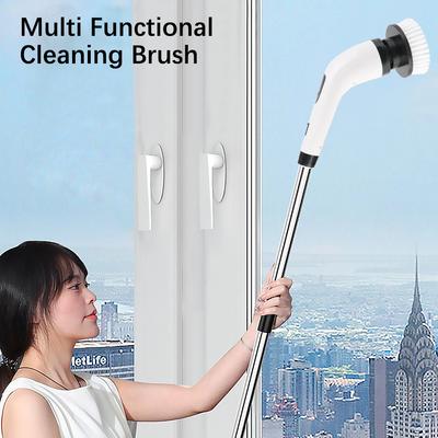 Cordless 8 In 1 Bathtub Brush Electric Bathroom Wash Brush Bristle Sponge Cloth Brushes Household Kitchen Cleaning Tool Portable