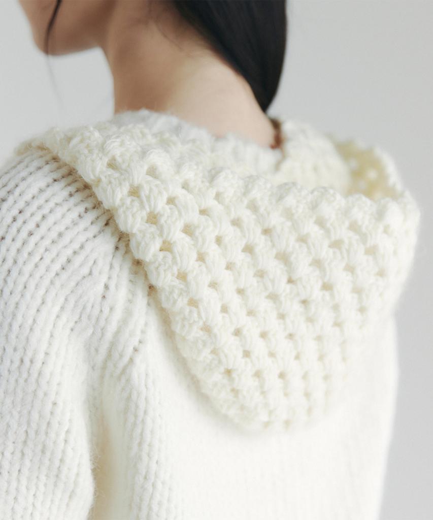Selliteiljeu Handmade Crochet Earflap Beanie_Ivory