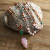 Fashion Exquisite Bohemian Jewelry Women's Prayer Yoga 108 Mala Necklace Multicolor Natural Gemstone Arrow Pendant Necklace