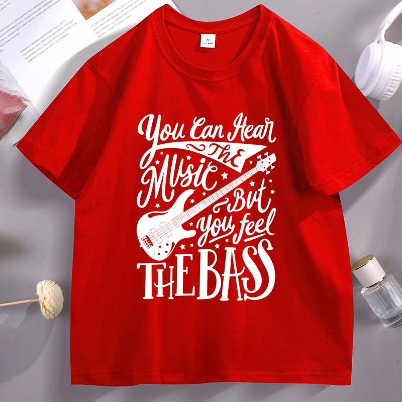 Bassist You Can Hear The Music T Shirt But You Feel The Bass Guitar TShirt Unisex Women Funny Short Sleeve Tee Shirt Streetwear S