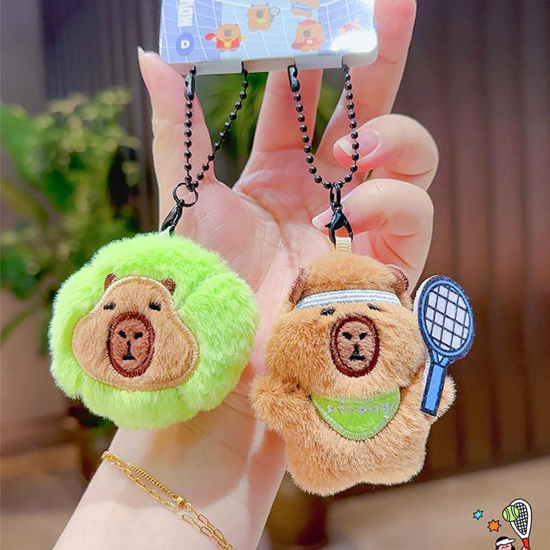 Capybara Plush Whimsical Family Basketball Keychain Set For Sports Gift Lovers
