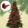 10PCS/Pack Artificial Feathered Birds Red Clip-On Cardinals  Christmas Ornaments Tree Pendant For Home Party Decors Display